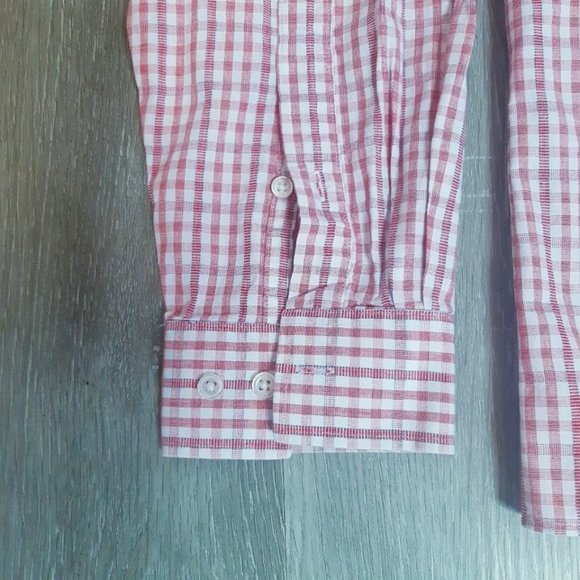 Tommy Hilfiger classic long sleeve red gingham button up mens top XL 17.5 neck - Picture 3 of 8